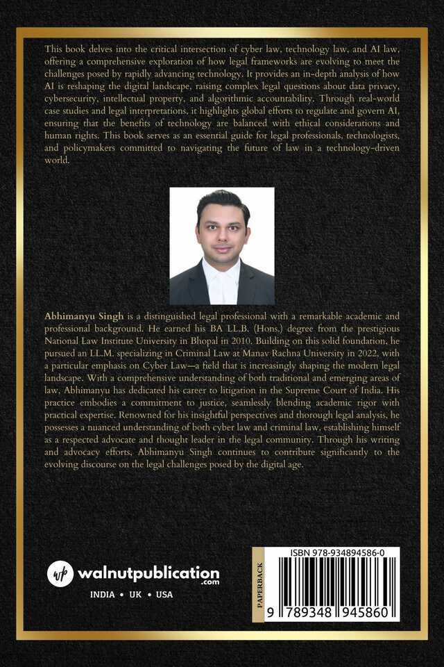 AI, Cyber Law, and the Evolution of Law - Back Cover