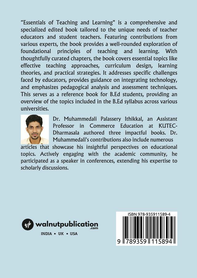Essentials of Teaching and Learning - Back Cover