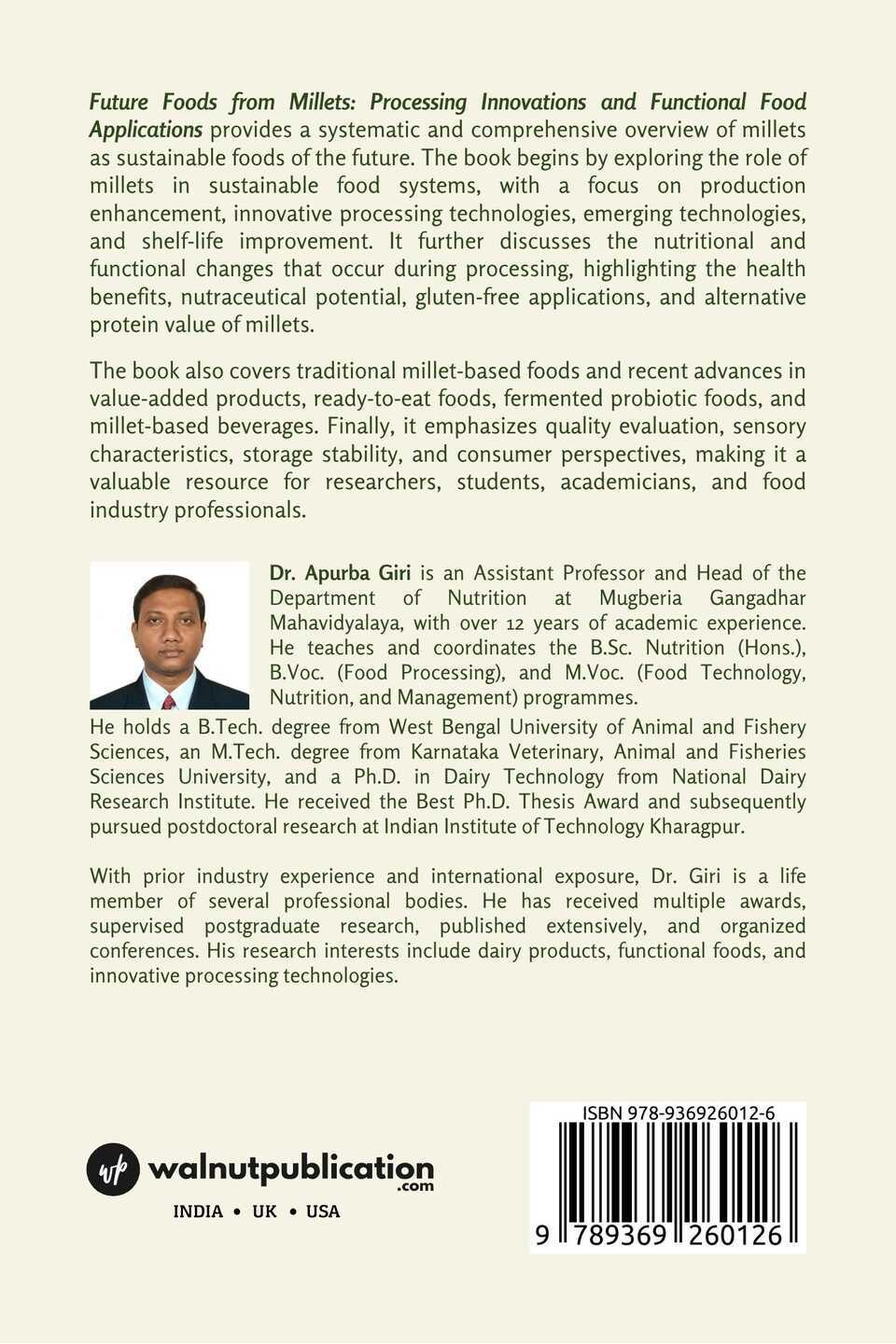 Future Foods from Millets: Processing Innovations and Functional Food Applications - Back Cover