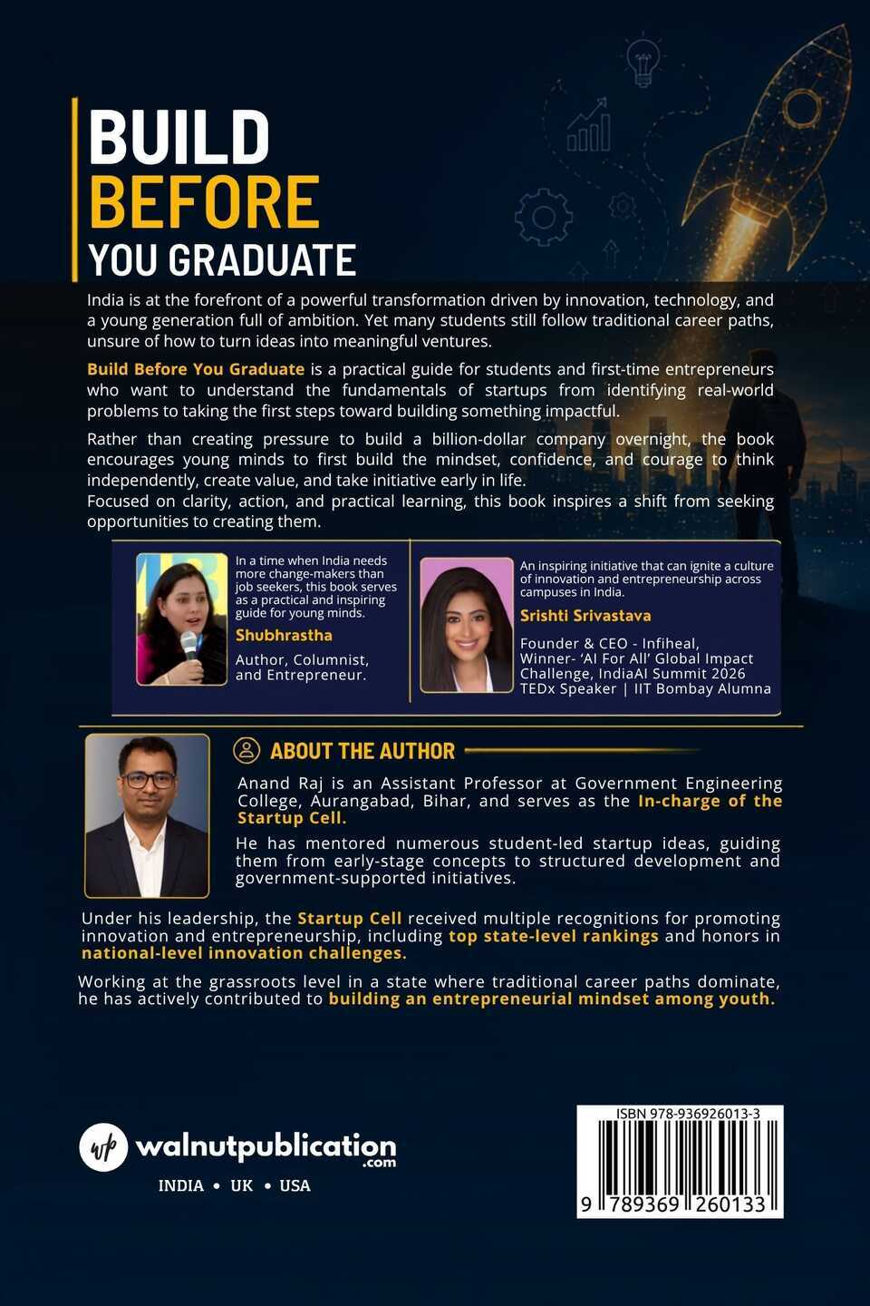 Build Before You Graduate: A Guide to Starting a Startup in New India - Back Cover