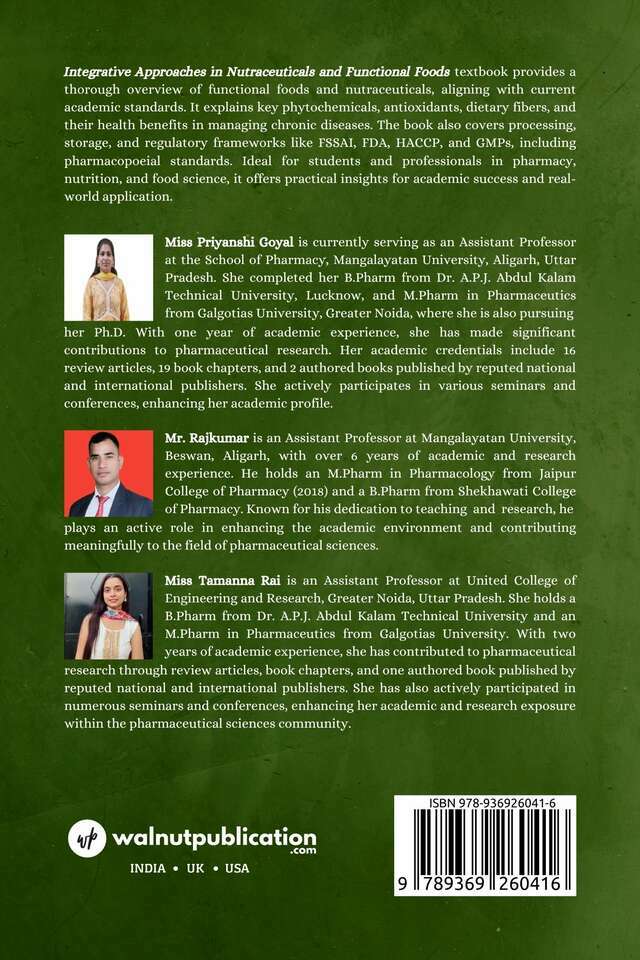 Integrative Approaches in Nutraceuticals and Functional Foods - Back Cover