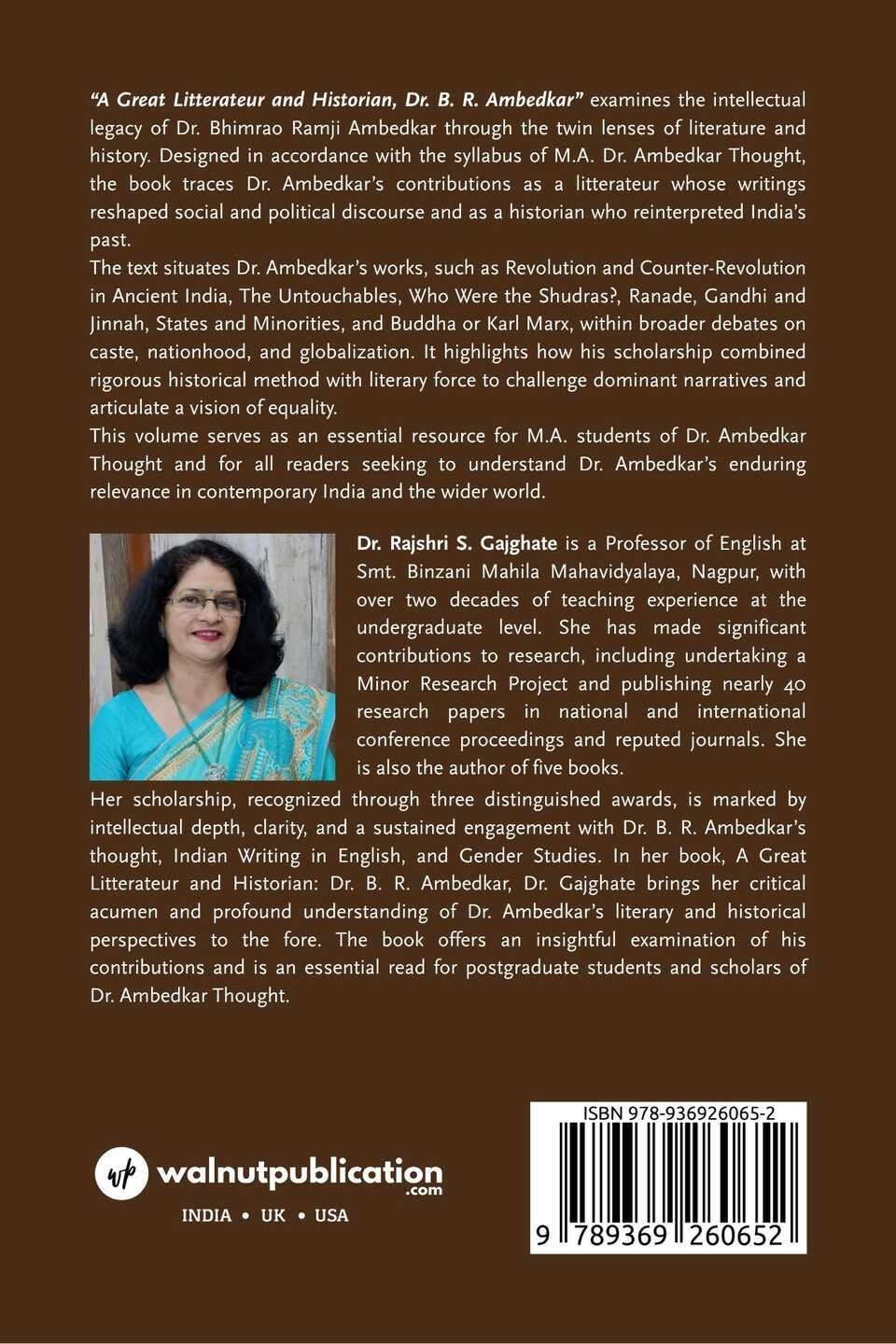 A Great Litterateur and Historian, Dr. B. R. Ambedkar - Back Cover