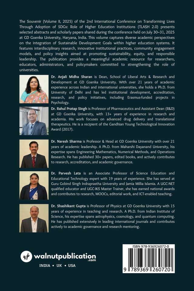 2nd International Conference on Transforming Lives Through Adoption of SDGs: Role of Higher Education Institutions (TLASH 2.0) - Back Cover