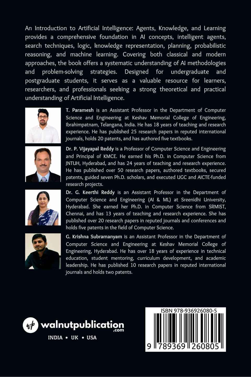 An Introduction to Artificial Intelligence: Agents, Knowledge, and Learning - Back Cover
