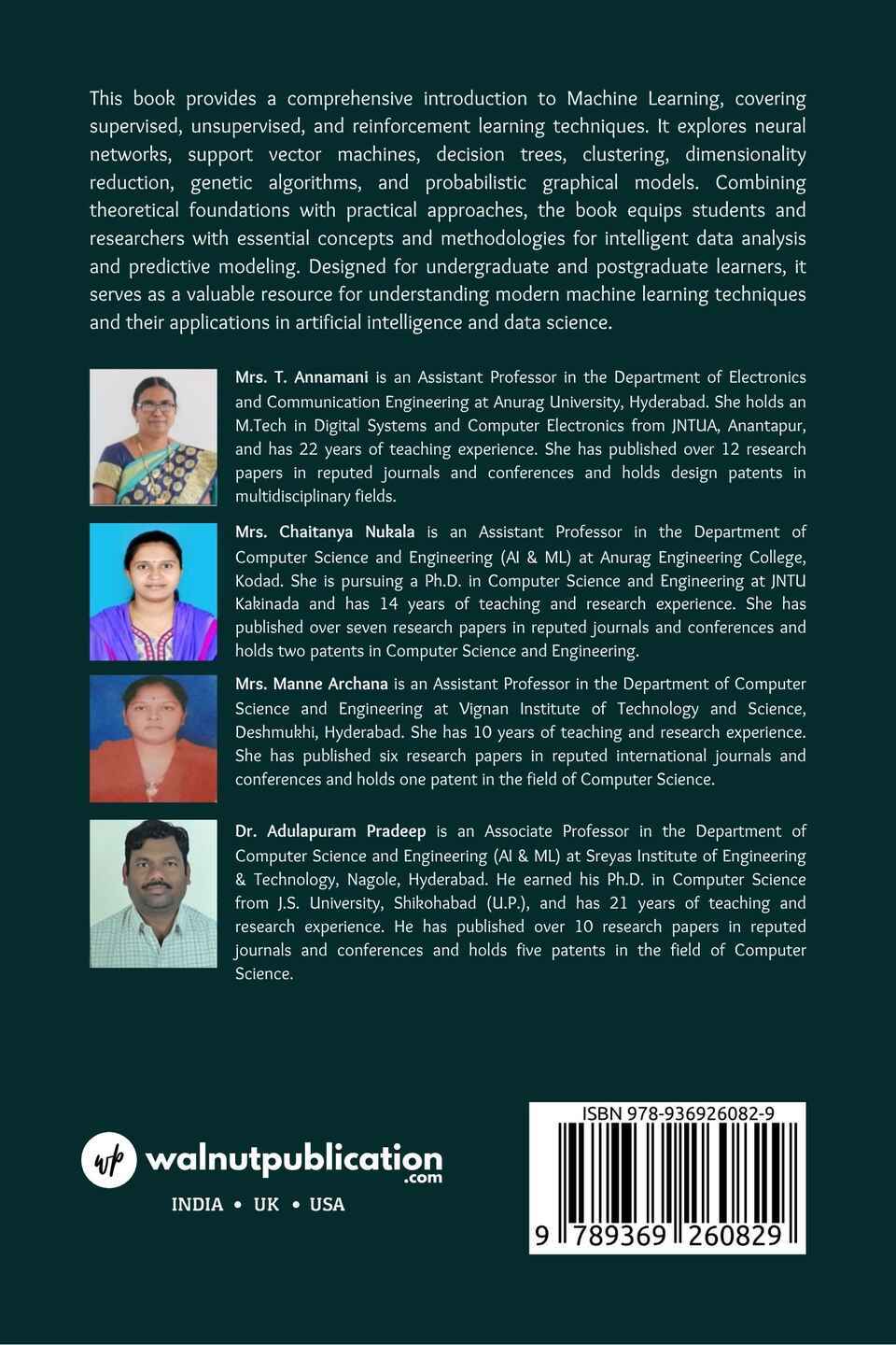 Machine Learning: Emerging Models and Methods - Back Cover