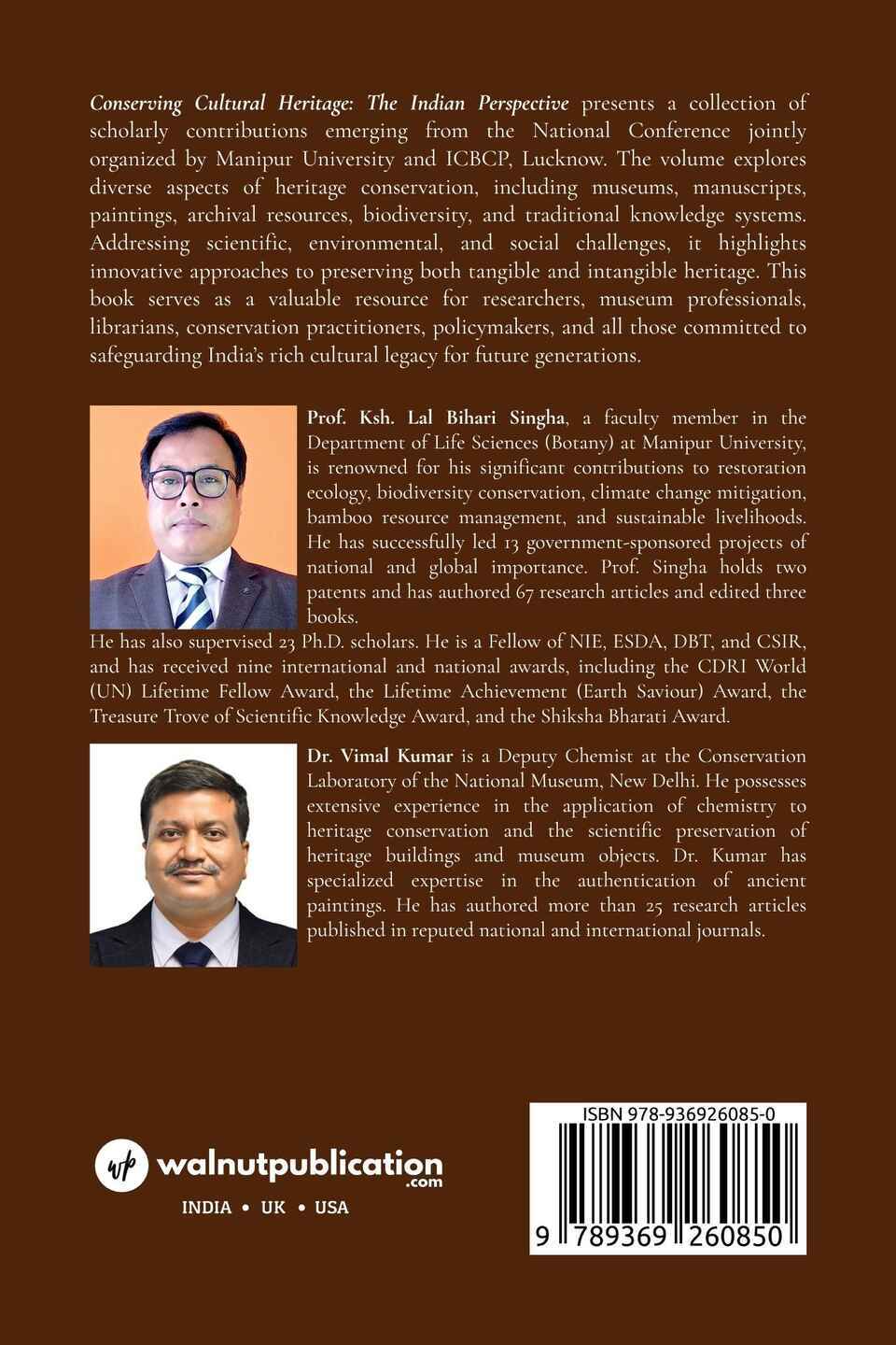 Conserving Cultural Heritage: The Indian Perspective - Back Cover