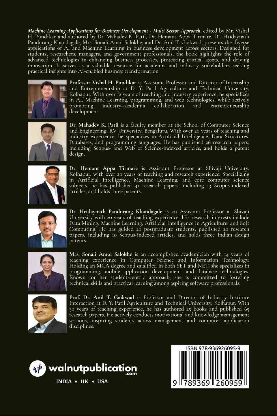 Machine Learning Applications for Business Development - Multi Sector Approach - Back Cover