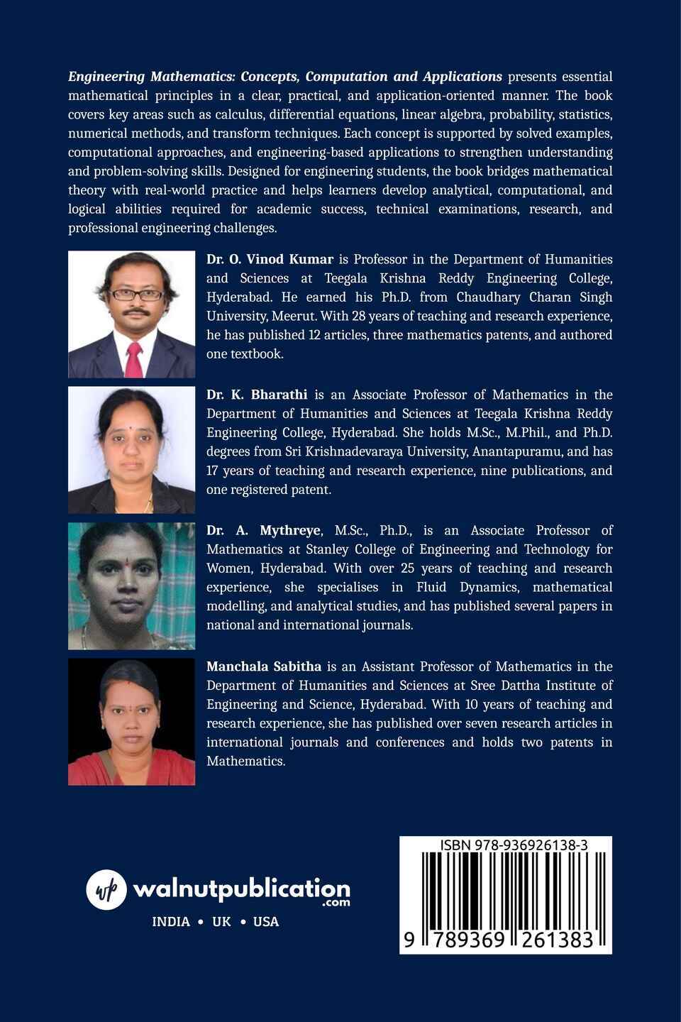 Engineering Mathematics: Concepts, Computation and Applications - Back Cover