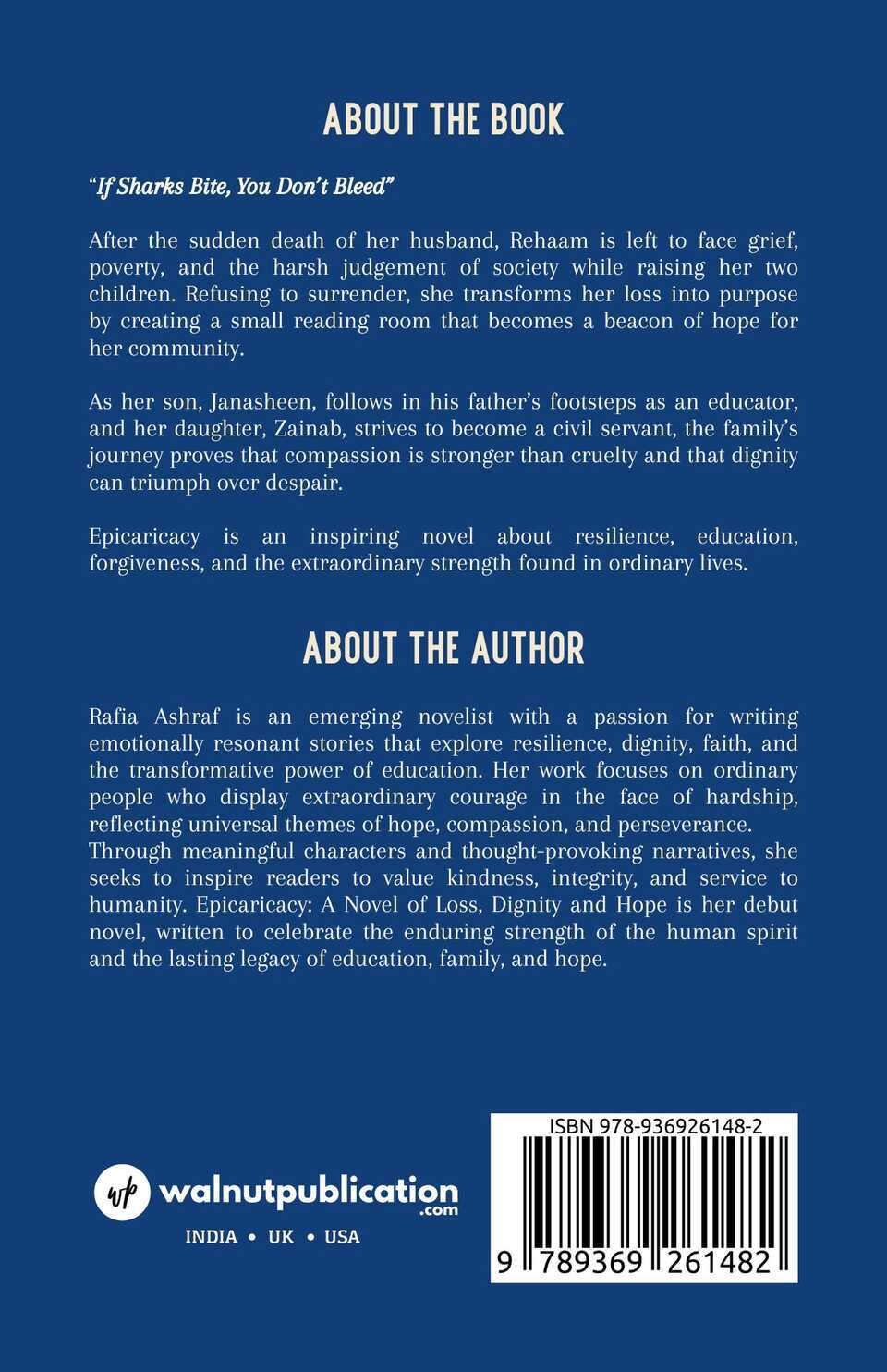 Epicaricacy: A Novel of Loss, Dignity and Hope - Back Cover