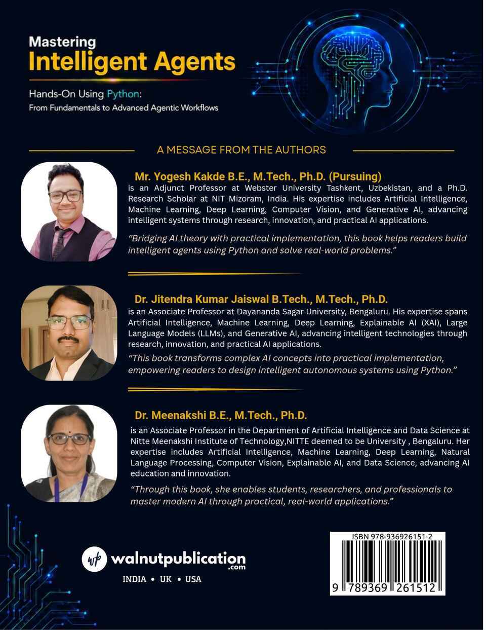 Mastering Intelligent Agents: Hands-On Using Python: From Fundamentals to Advanced Agentic Workflows - Back Cover