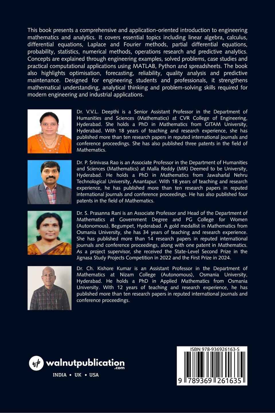 Engineering Analytics and Mathematical Methods - Back Cover