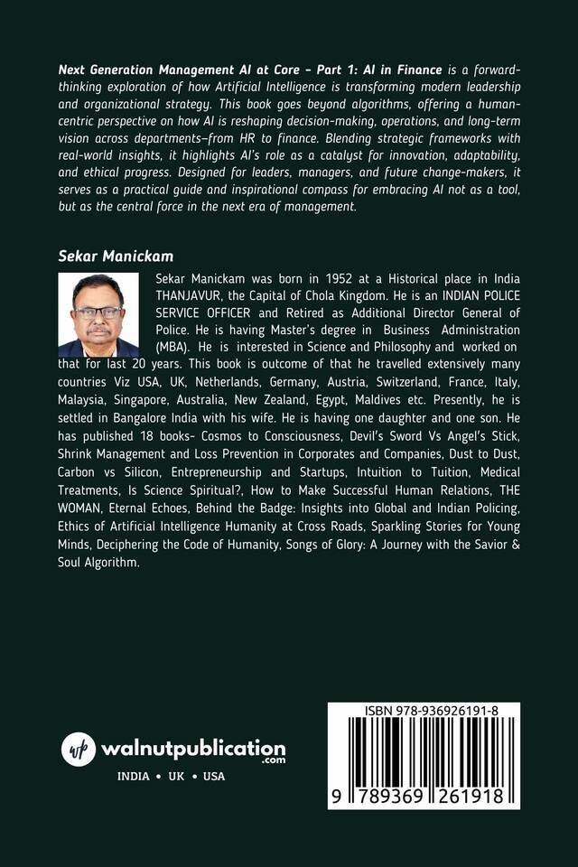 Next Generation Management AI at Core - Part 1: AI in Finance - Back Cover