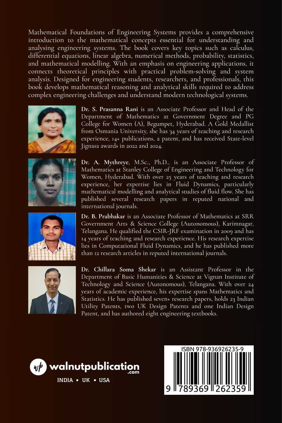 Mathematical Foundations of Engineering Systems - Back Cover