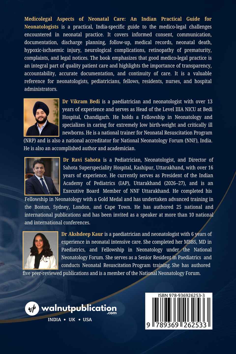 Medicolegal Aspects of Neonatal Care: An Indian Practical Guide for Neonatologists - Back Cover