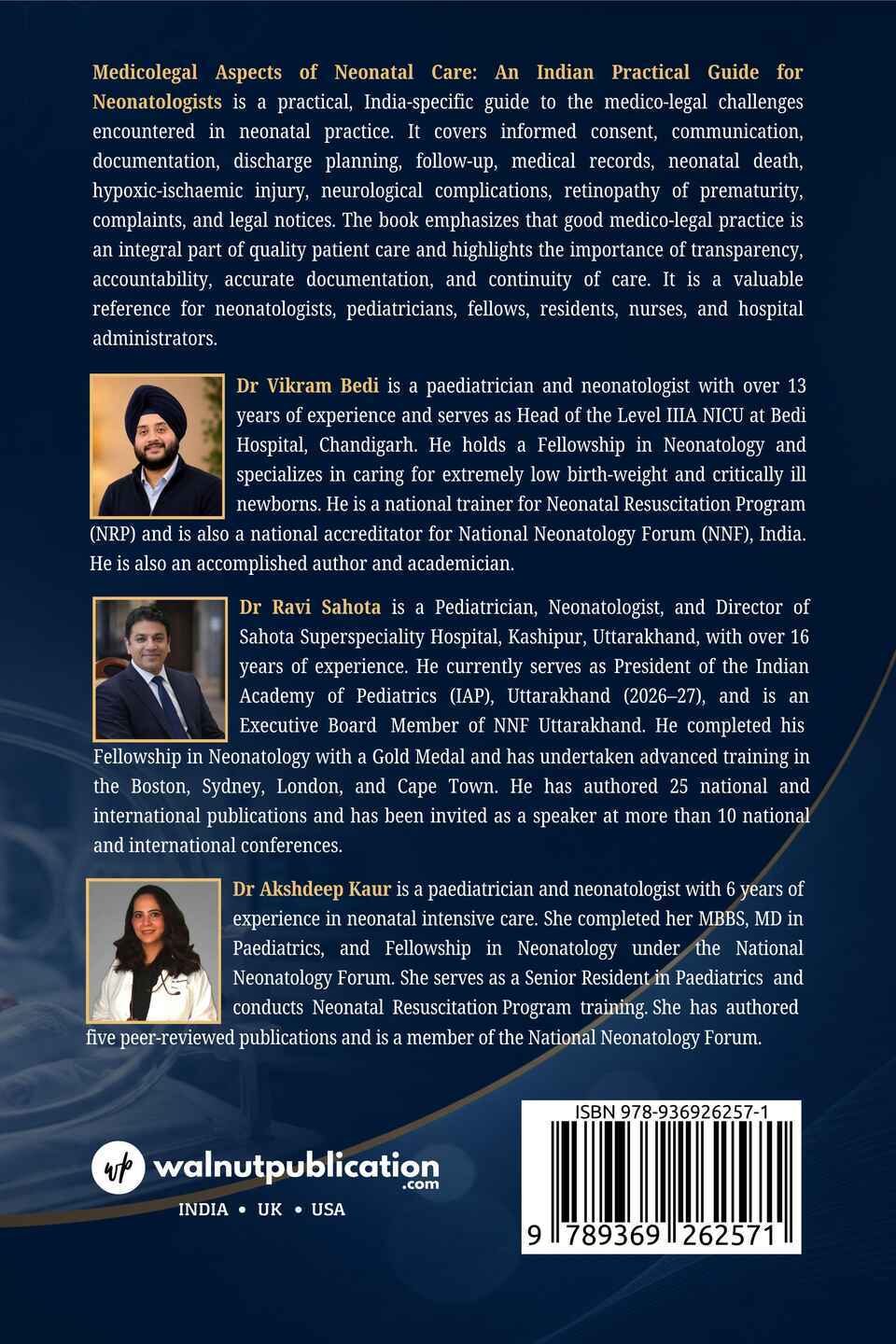 Medicolegal Aspects of Neonatal Care: An Indian Practical Guide for Neonatologists - Back Cover