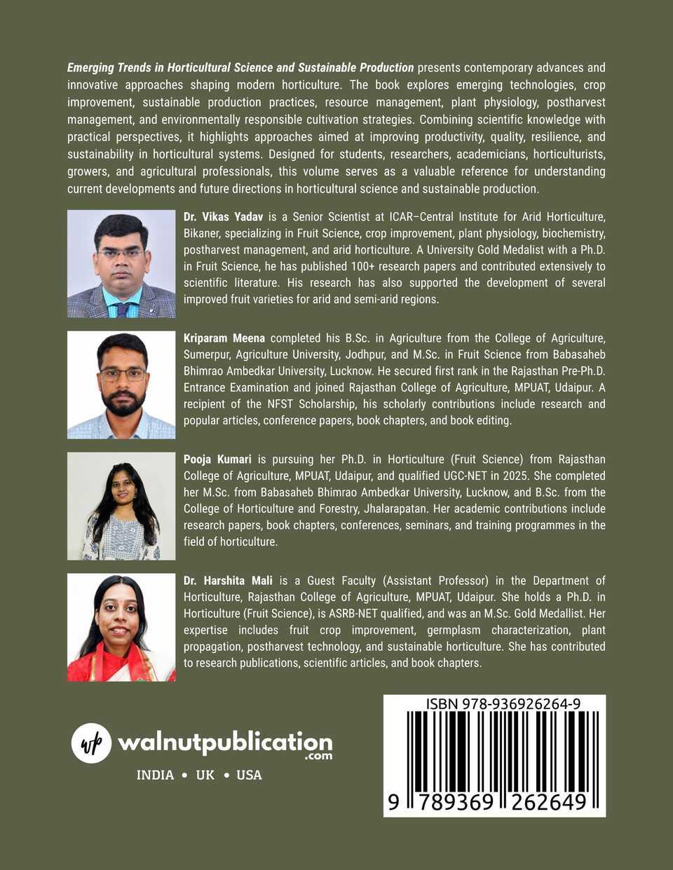 Emerging Trends in Horticultural Science and Sustainable Production - Back Cover
