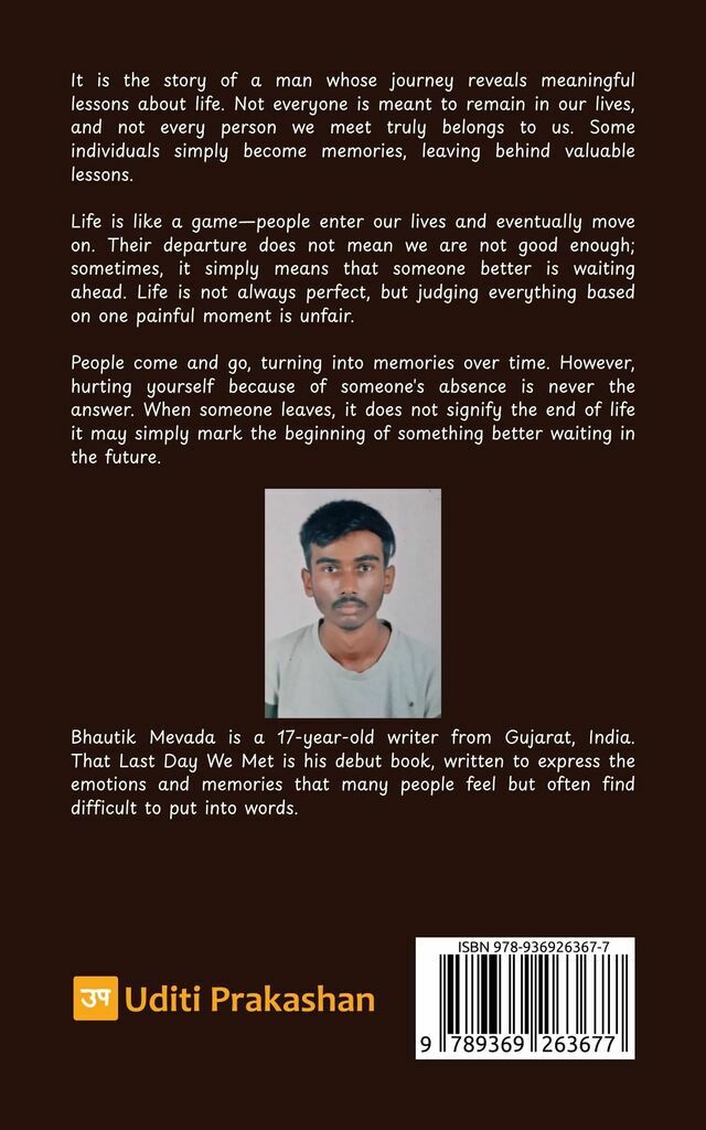 That Last Day We Met: When Some Things Turned into Memory - Back Cover