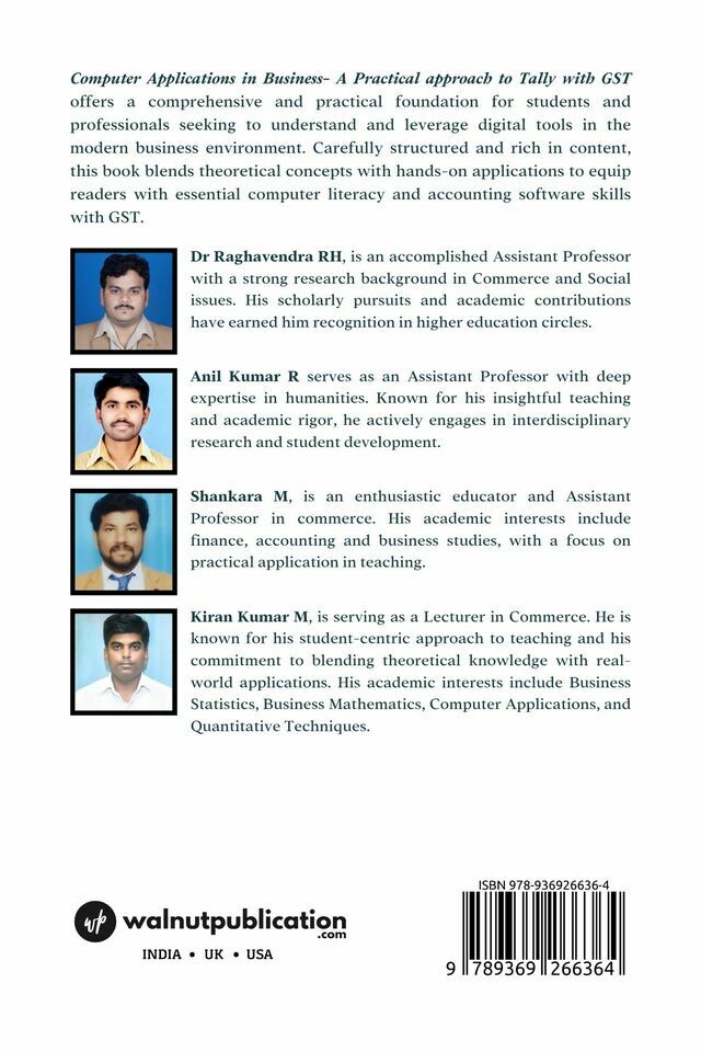 Computer Application in Business: A Practical Approach to Tally with GST - Back Cover