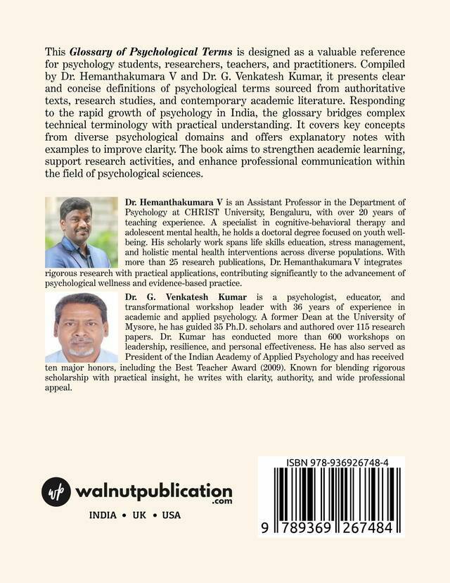 Glossary of Psychological Terms - Back Cover