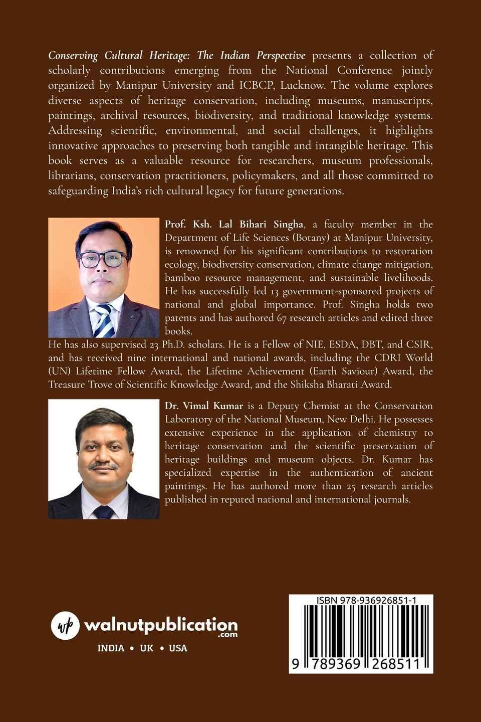 Conserving Cultural Heritage: The Indian Perspective - Back Cover