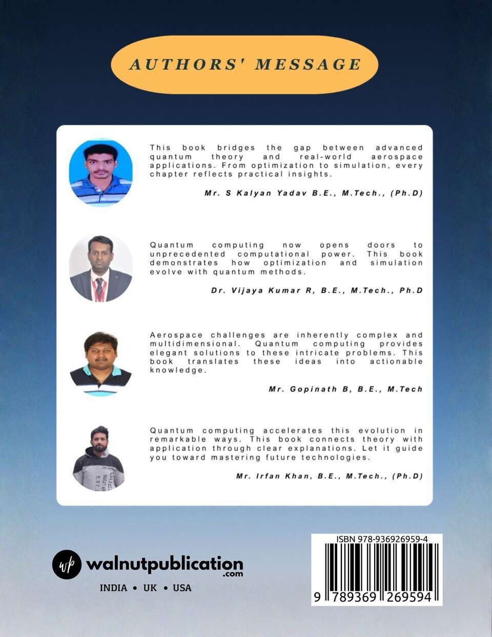 Quantum Computing for Aerospace Engineering: Optimization, Simulation & Machine Learning with Python - Back Cover