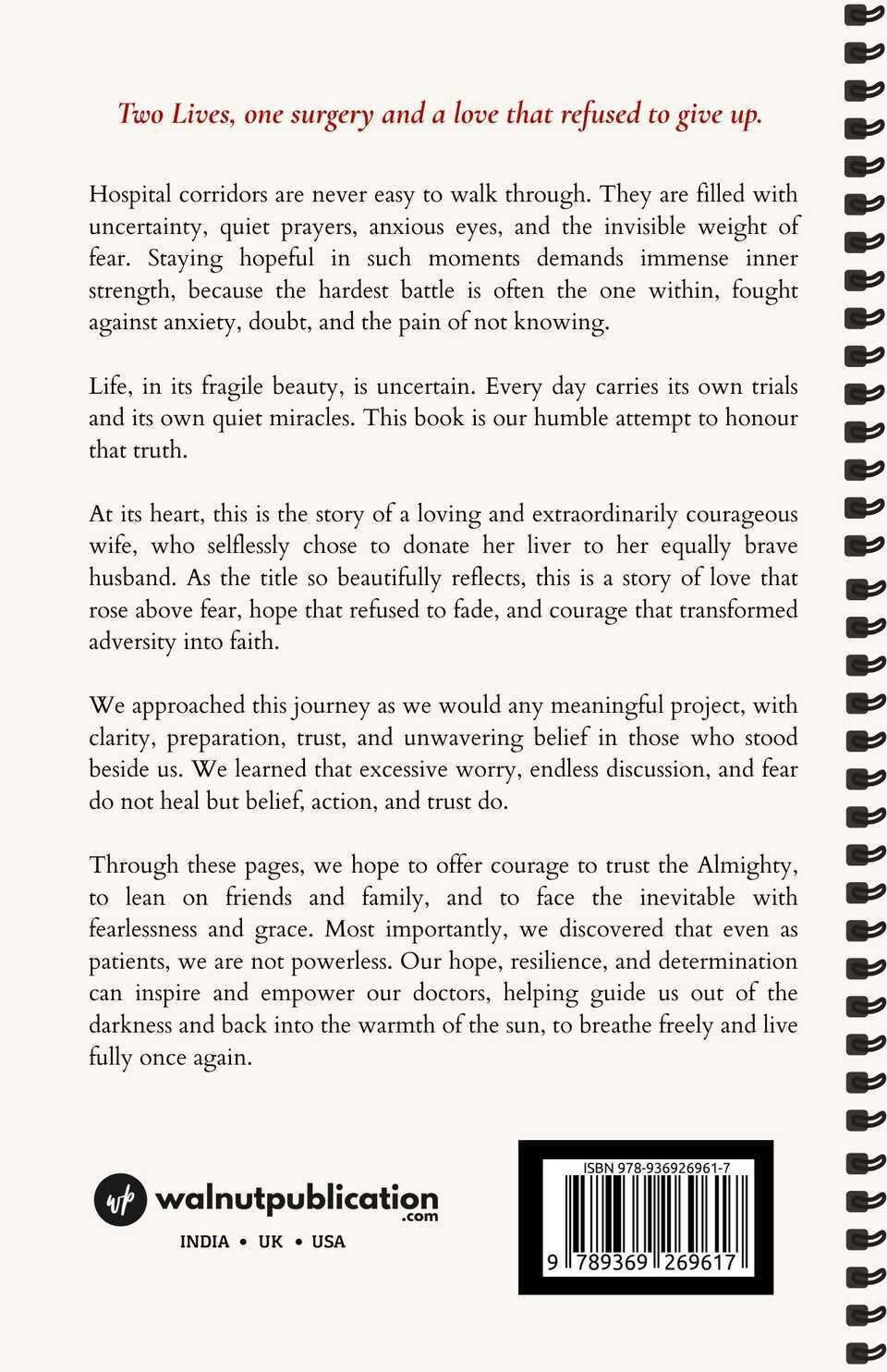 2023: A Liver Story: A Journey of Love, Hope & Courage - Back Cover