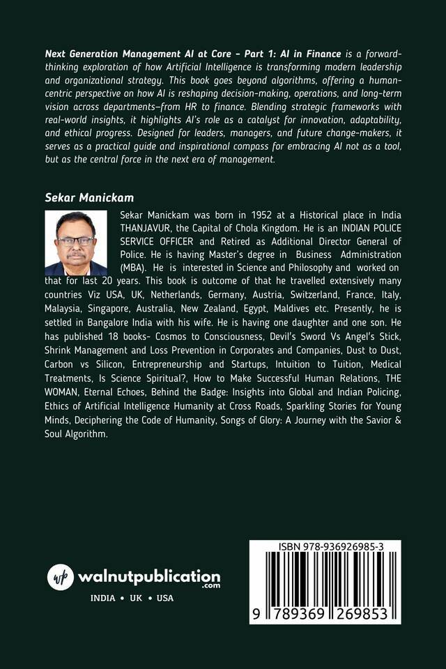Next Generation Management AI at Core - Part 1: AI in Finance - Back Cover