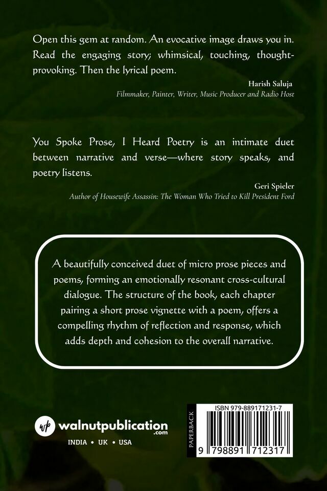 You Spoke Prose, I Heard Poetry - Back Cover