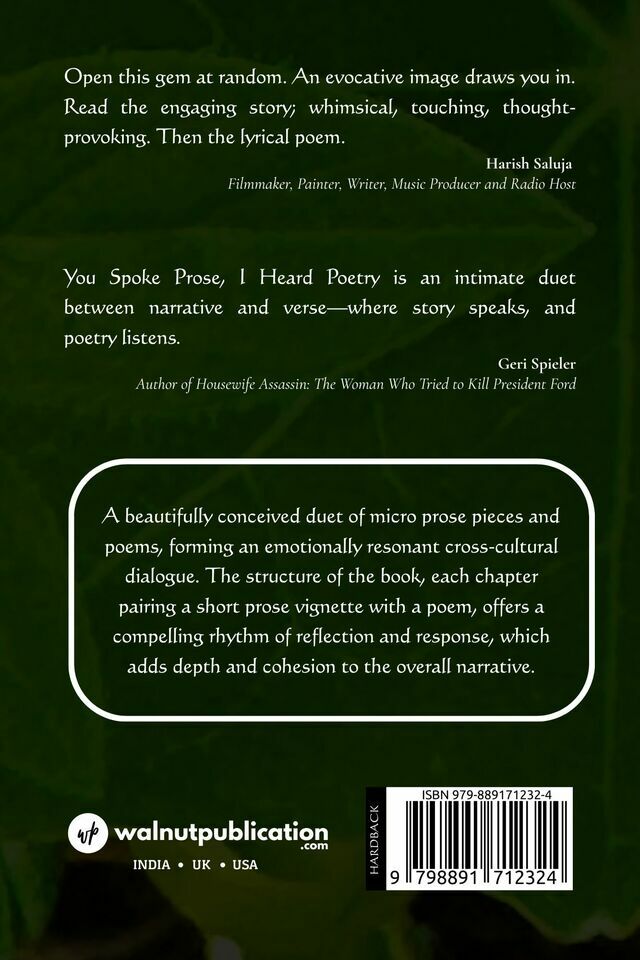 You Spoke Prose, I Heard Poetry - Back Cover