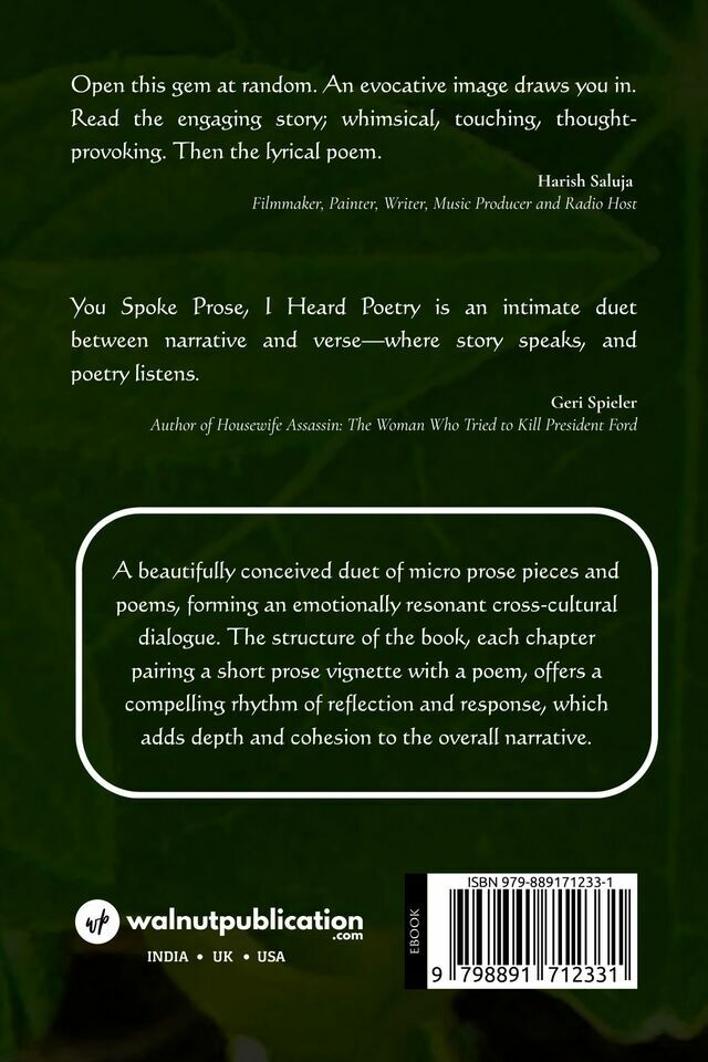 You Spoke Prose, I Heard Poetry - Back Cover