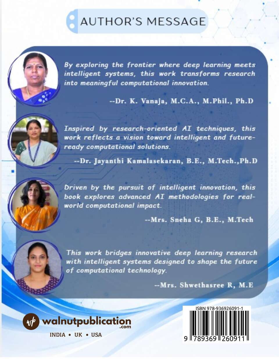 Frontiers in Deep Learning and Intelligent Systems: Research-Oriented AI Techniques and Intelligent Computational Solutions - Back Cover